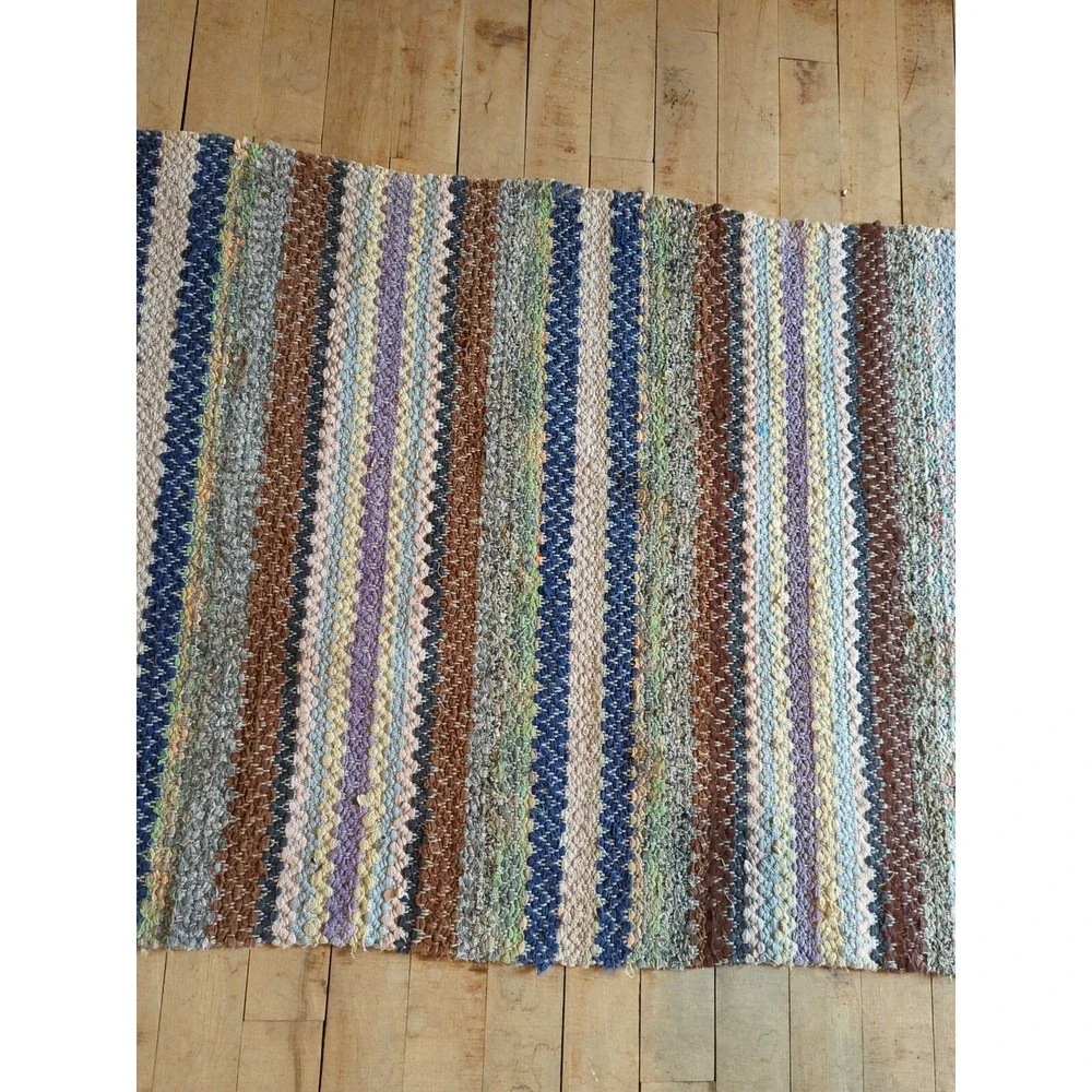 Antique Imported Swedish Hand Made Rag Rug Runner (25